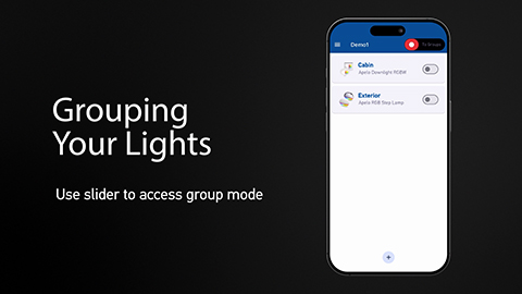 Grouping your Lights. Use slider to access group mode.